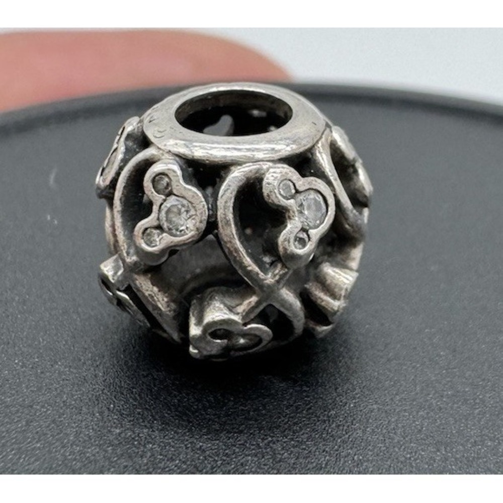 Disney Parks Pandora Mickey Mouse Openwork Hearts Sparkle Charm Sterling Silver